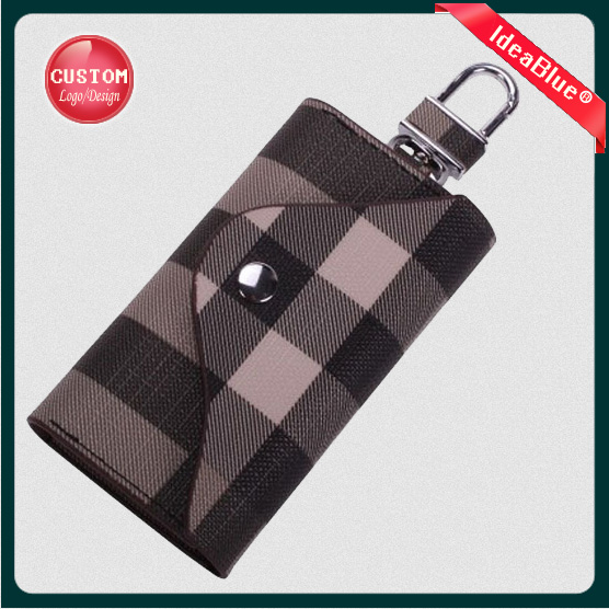 Leather Key Holder,Genuine Leather Car Key Chain Holder with Clip Round